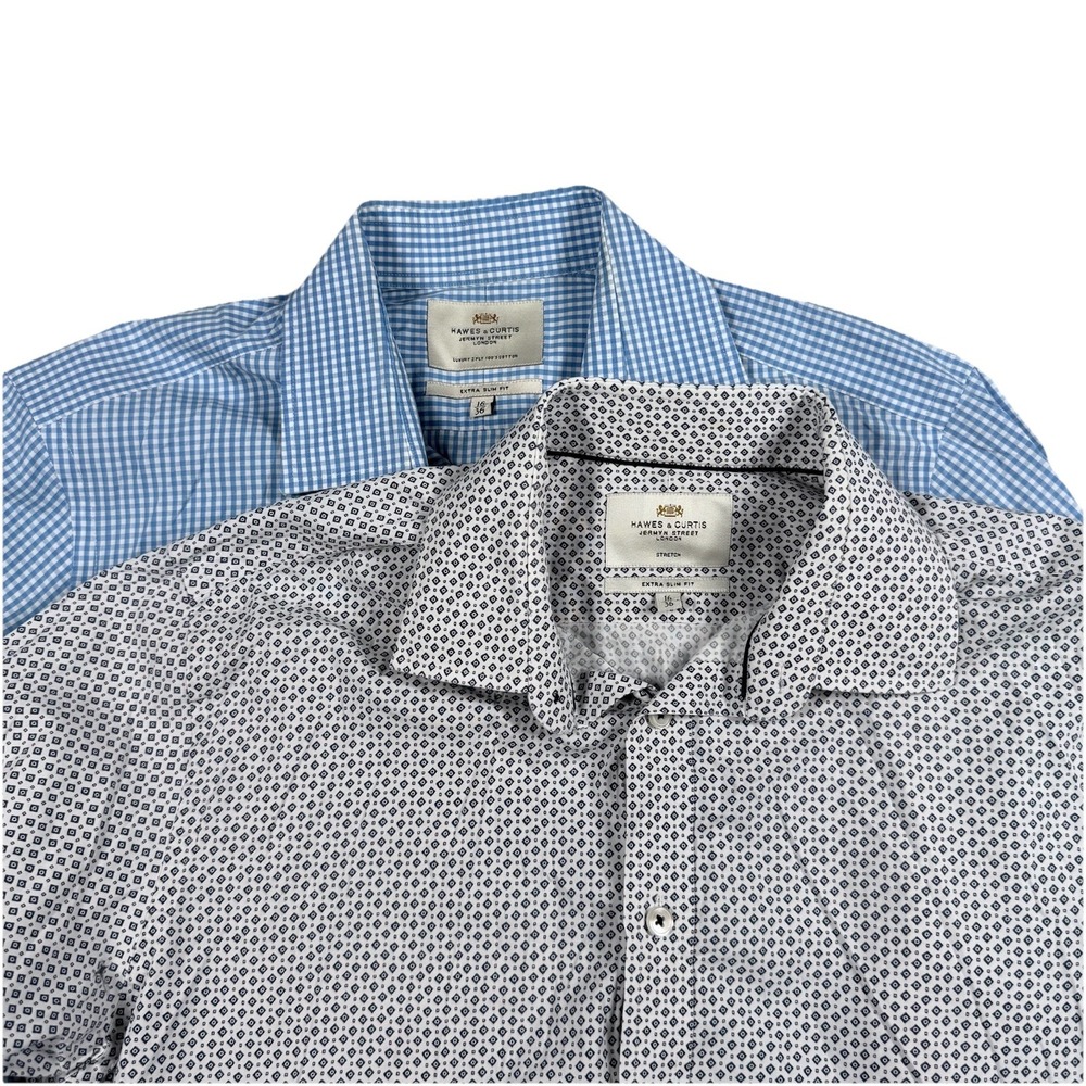 Lot Of 2 Hawes & Curtis  Dress Shirt Adult 16 36‎ Extra Slim Fit